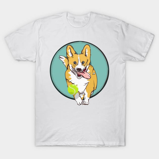 Corgi Fetching a ball T-Shirt by mailboxdisco